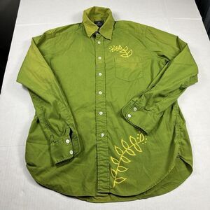 Lucky Brand Mens Vintage Long Sleeve Button Shirt Green Artisan Y2K Casual Top L